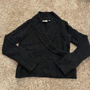 Anthropologie Dark Grey Faux Wrap Sweater - XS